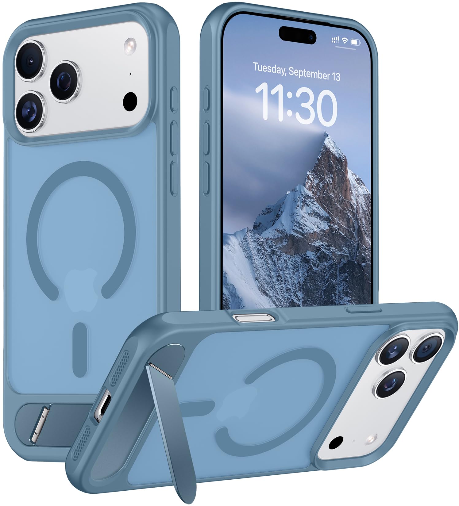 Temdan Magnetic for iPhone 18 Pro Case/iPhone 17 Pro Case Stand Light Blue