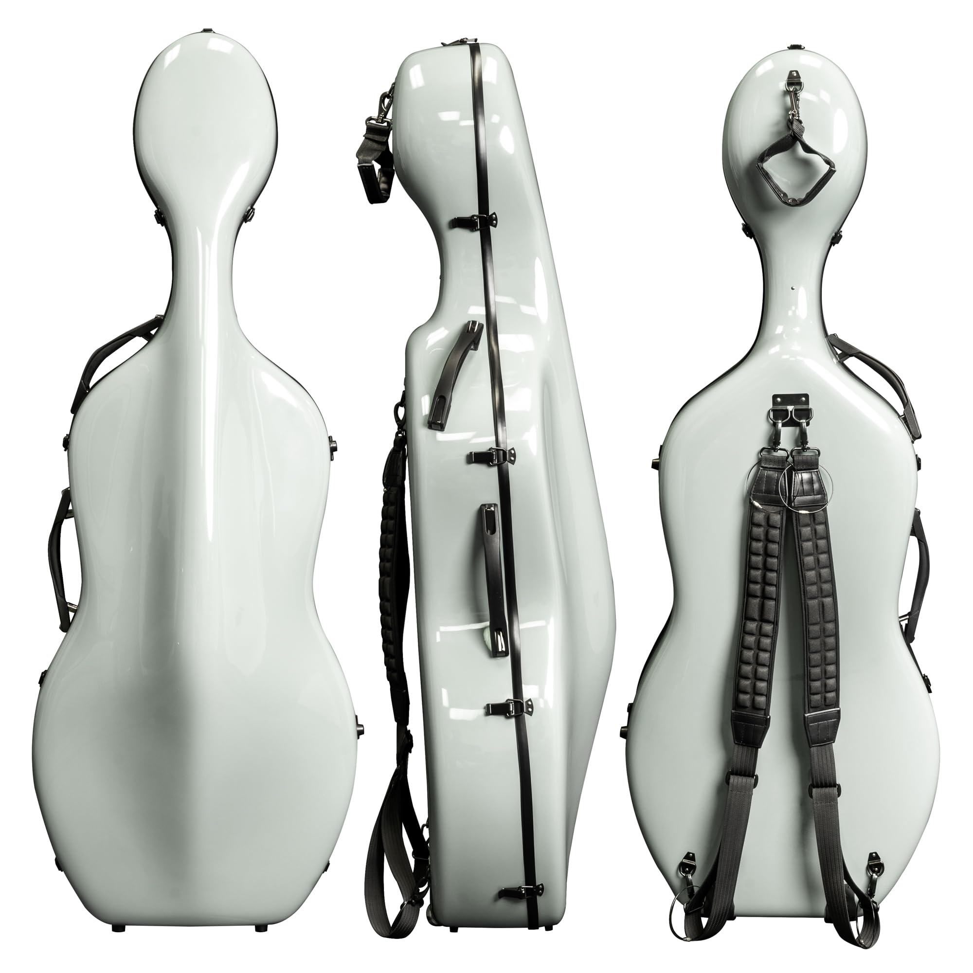 MI&VI CC-7002 Classic Carbon Fiber Composite Cello Case (Full Size) 4/4 with Wheels | Carry Straps | 11.5lb Lightweight | Tough Shell (Sage Green)