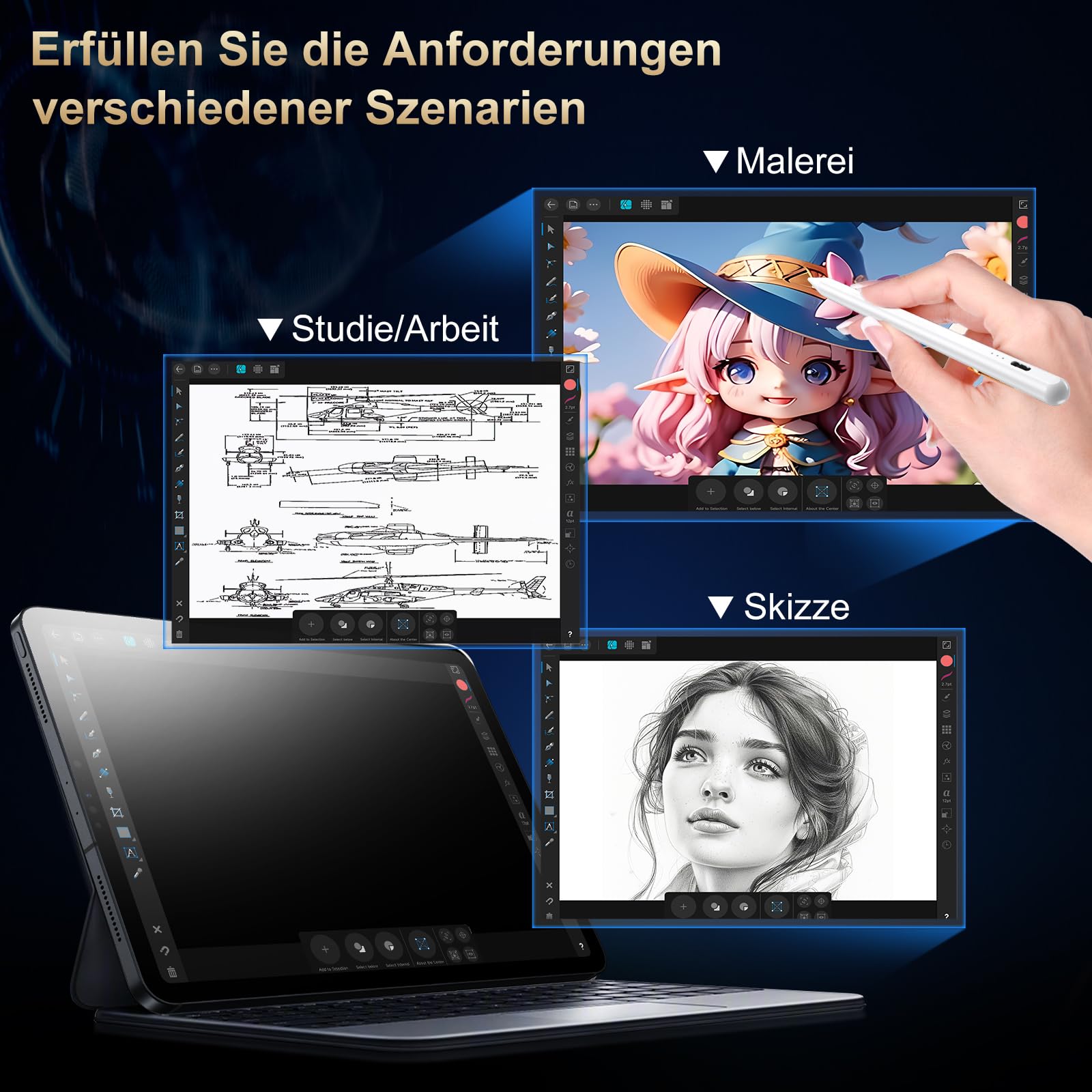 BAZO Rysik do iPada Apple - 2018-2024 Pencil 2. generacji z wydajnością szybkiego ładowania Palm Rejection i czułością na nachylenie Stylus do iPad Pro 13''/12,9''/11''/ iPad 6-10.Gen/Mini 5/6.Gen/Air