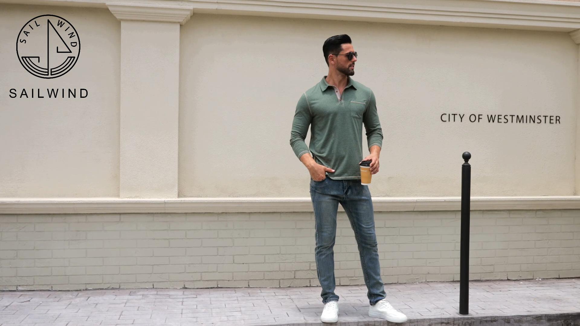 Camisetas Polo para Hombre de Manga Larga de Algodón, Estilo Casual Clásico con Cuello, para Golf miniatura 7