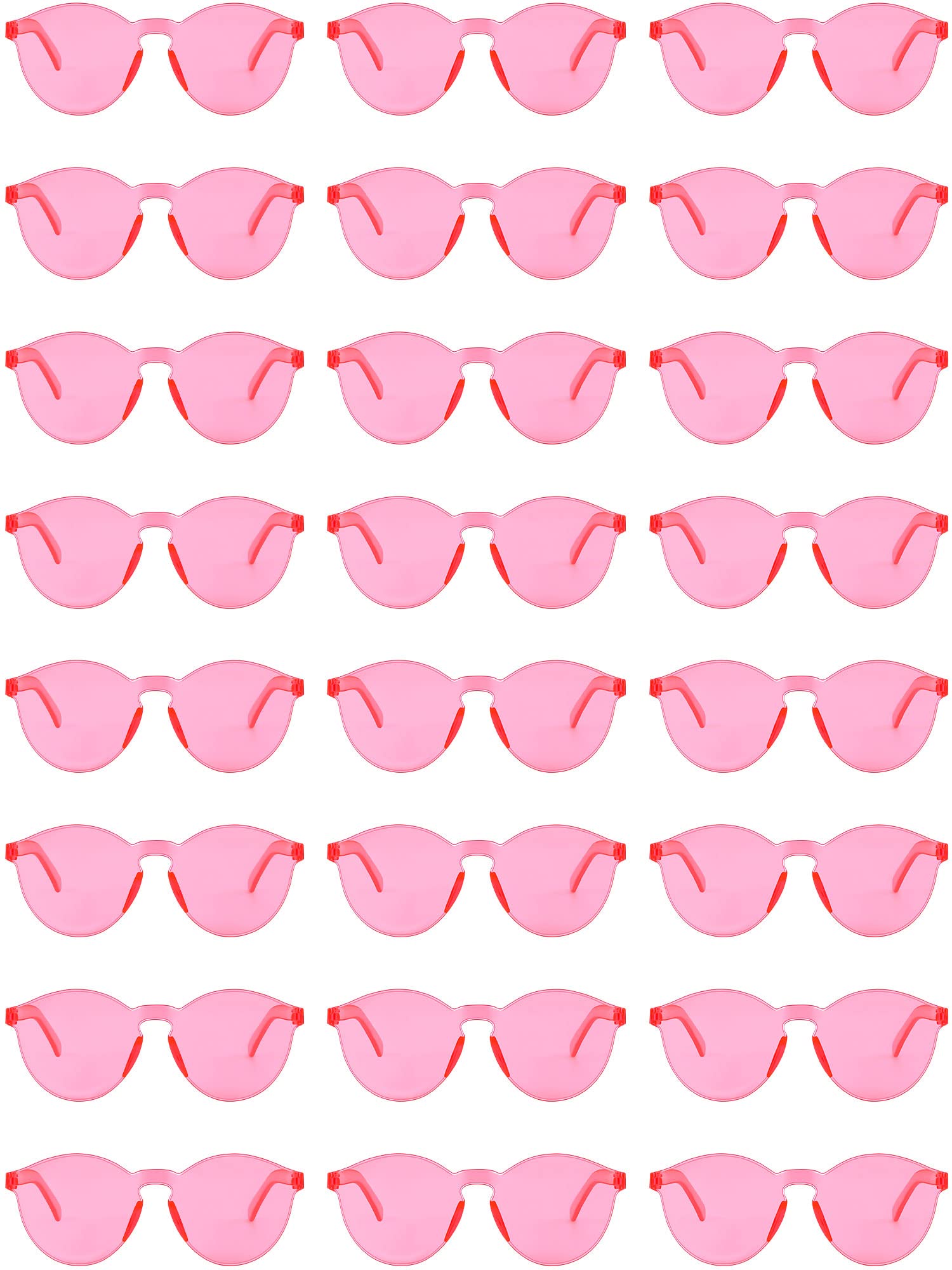 Hoteam 24 Pairs Rimless Round Sunglasses Bulk Tinted Party Sunglasses Transparent Candy Color Eyewear for Party
