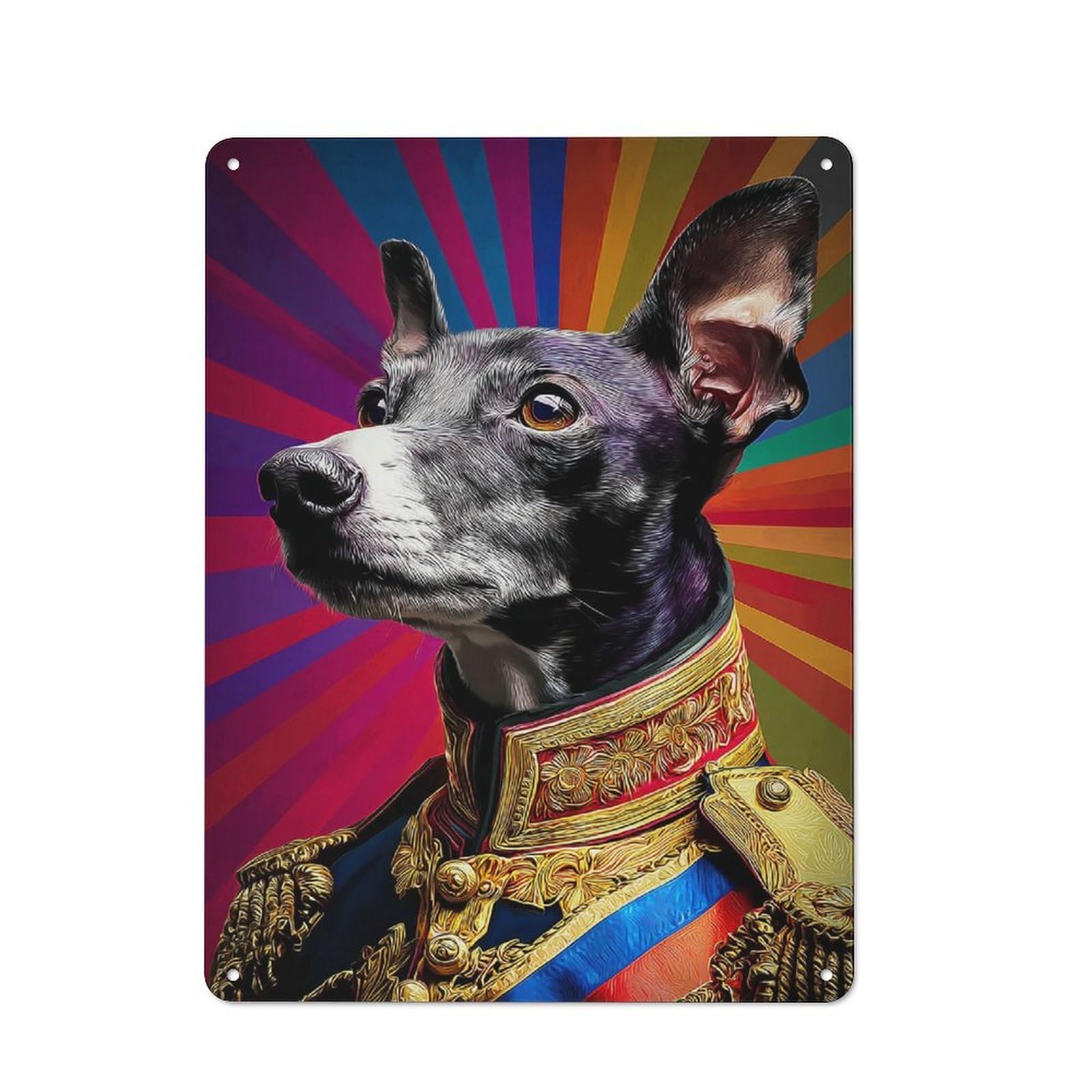 Junmoney Royal Canine The Noble Dog In Regal Attire Vintage Metal Wall Sign 40X30cm For Hobby Room Or Studio, For Hobby Room Decor Fans