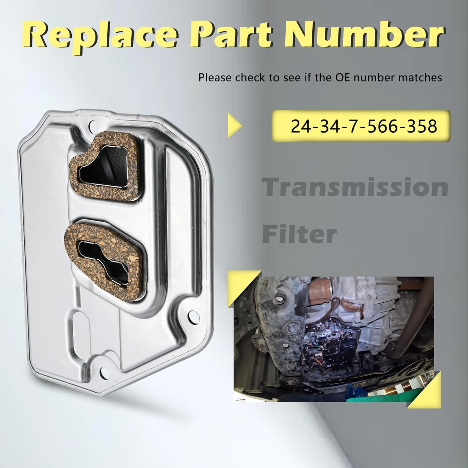 GA6F21WA Automotive Trans Transmission Filter Kits Oil Pan Gasket L3 L4 1.5L 1.6L 2.0L Compatible with Mini Cooper Cooper Clubman Cooper Countryman Cooper Paceman 07-22# 24347566358