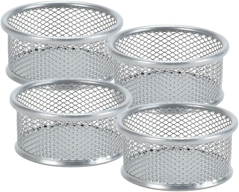 Tofficu 4pcs Stackable Paper Clip Mesh Holder Cup for Desk Mesh Paper Clip Organizer