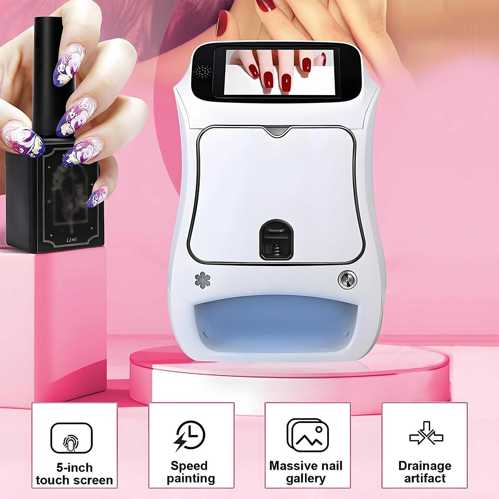 Macchina Per Nail Art 3D Completamente Automatica E Intelligente | Stampante Per Unghie 3D Professionale,Con 800 Modelli Di Nail Art Integrati, Adatta Per L'uso Domestico E Negli Studi Di Manicure.