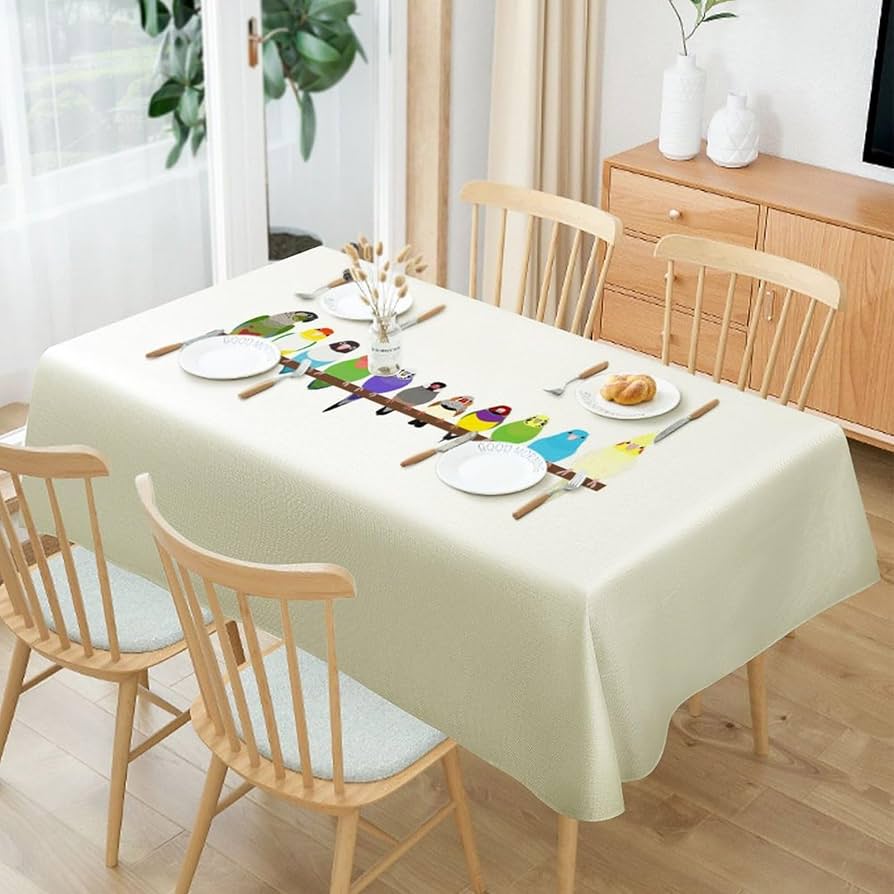 アメリカ　アンティークリネン　146x190㌢　テーブルクロス 鳥　レトロ Amazon｜レトロな牧歌的なアメリカンテーブルクロスリネン生地