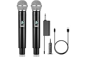 Dual Wireless Microphones, ALPOWL UHF Handheld Microphone Set