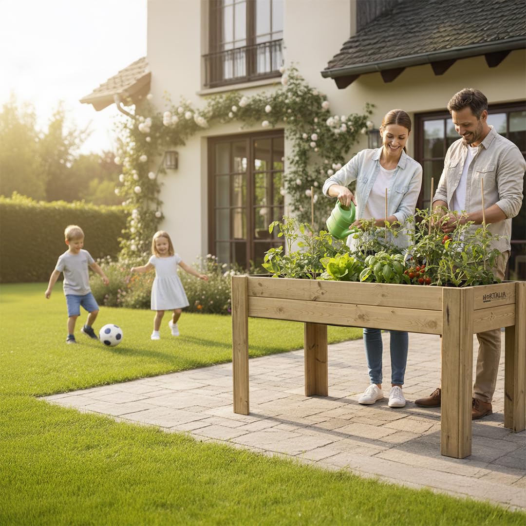 Hortalia Huerto Urbano - Jardinera de Madera Mesa de Cultivo - Protección Autoclave Nivel IV - Gardenbrico (XL80)