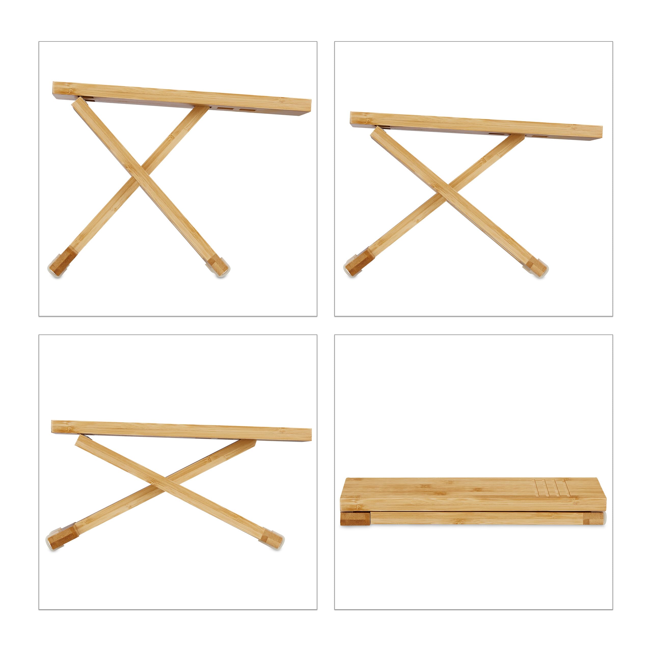 Relaxdays Repose-Pied de Toilette, Lot de 2, Pliable, Tabouret WC, pour Adultes, en Bambou, 23 x 12 x 31 cm, Nature