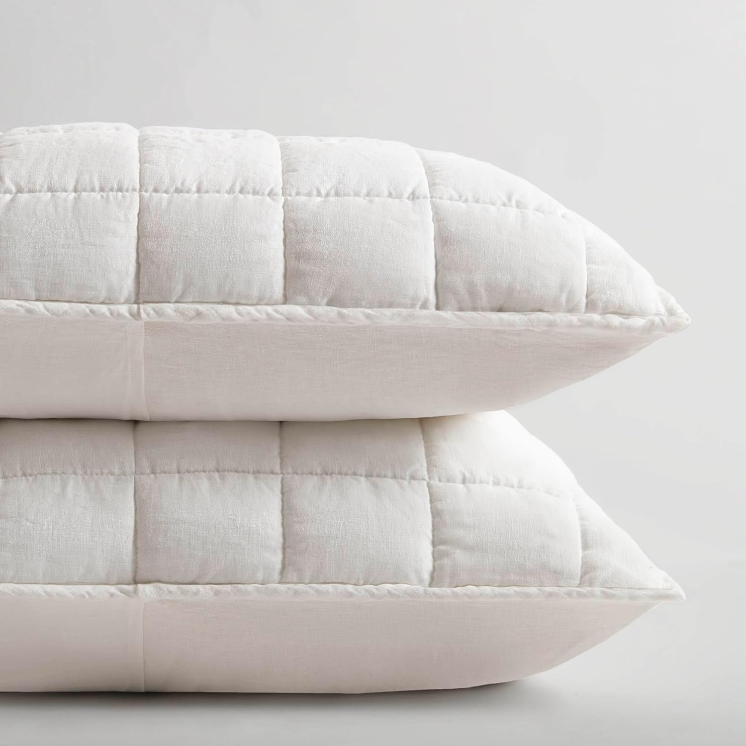 Harbor House French Flax Linen Garment Washed Quilt Set – 100% Linen Front & Back, All-Season, Breathable & Temperature-Regulating, Box Quilted, Includes Shams, King 108" x 92", White