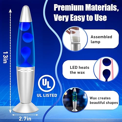 Miniatura 4 de Dalavalampa Lámpara de movimiento líquido que cambia de color, lámpara LED de magma azul de 13 pulgadas para adultos y niños, luz nocturna, regalos