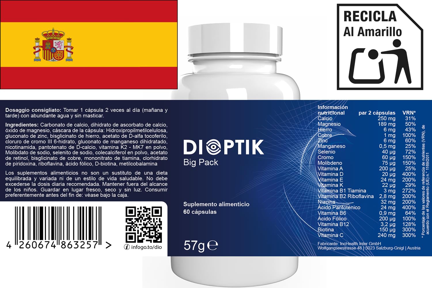 Dioptik - 180 Kapseln (3x 60 Kapseln), 3er Pack