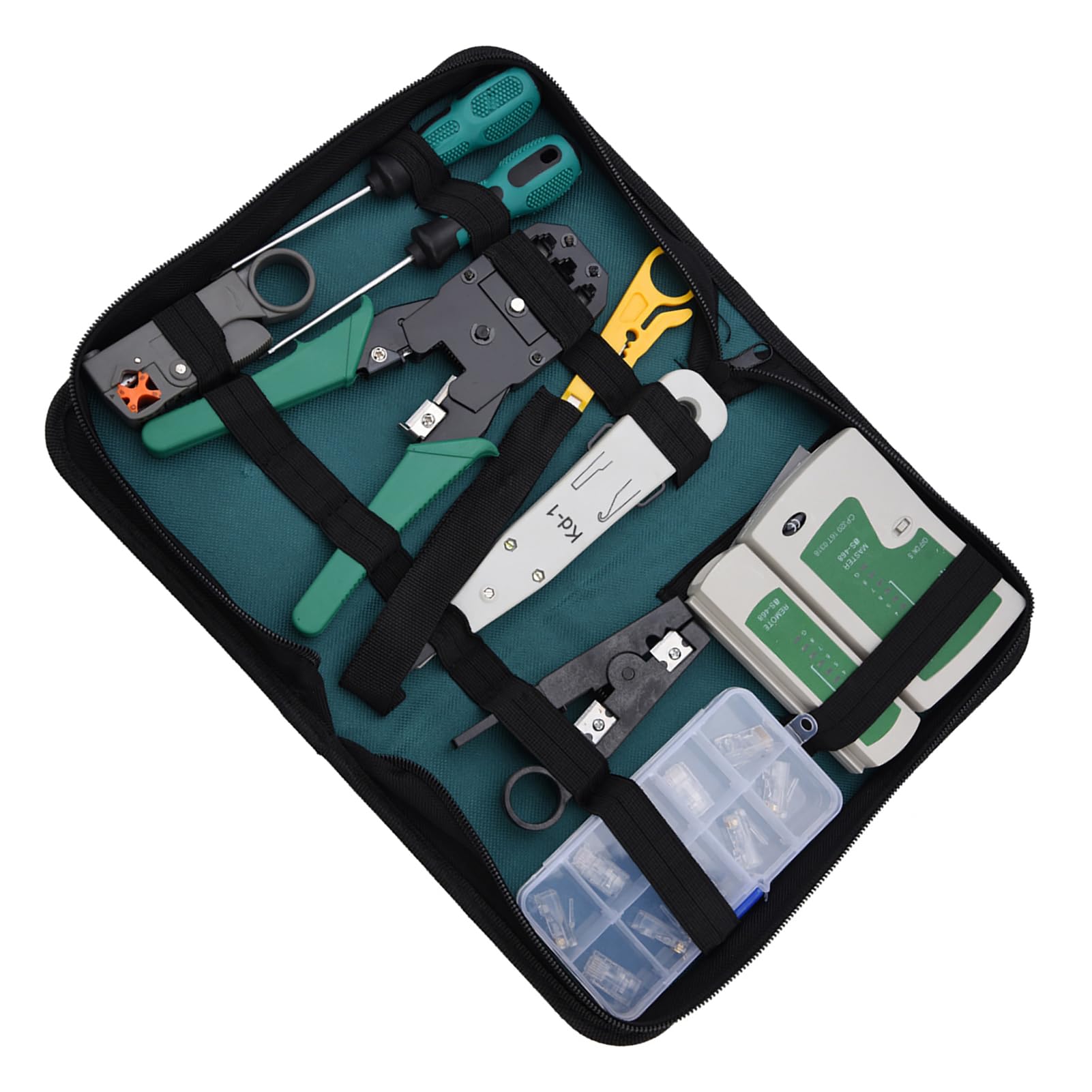Kit d'outils de service réseau LAN, kit de testeur de câble 11 pièces pour RJ11 RJ45, outils de maintenance réseau professionnels avec fonction de test d'état du circuit, kit