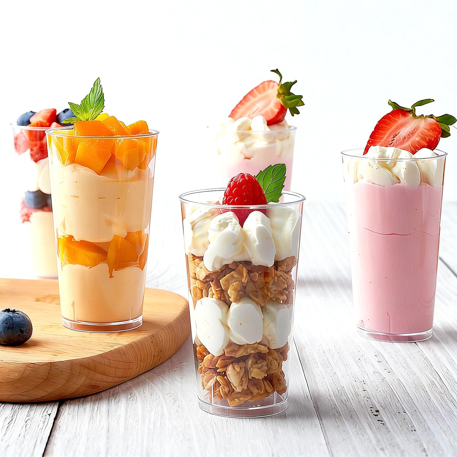 Lot De 50 Bols à Dessert Avec Cuillères Et Couvercles - 360 Ml Pour Tiramisu, Mousse Et Apéritif