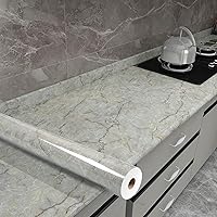 Vista 2 de Yancorp Papel de contacto verde y blanco de 16"x120", papel tapiz removible, despegar y pegar para encimeras, baño, impermeable, papel tapiz