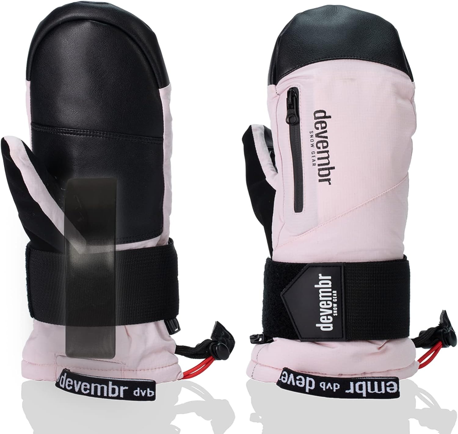 devembr Ski Mittens Waterproof, Snowboard Mittens with Wrist Guard