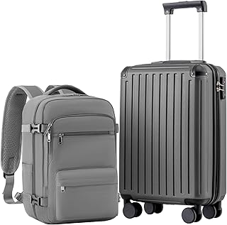 Ryanair Valise Cabine 55 x 35 x 20 et Bagage Cabine 40x20x25(20L), Bagages Cabine Bagage à Main Rigide avec Serrure TSA et 4 roulettes Jumelées Adapté Aux Voyages