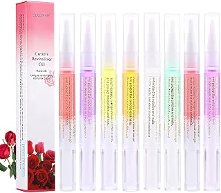 SULLMAR 8-Pack Cuticle Oil Pens - Nourishing Nail Care with Fruity Scents, Soft Brush Moisturizer for Dry Cuticles