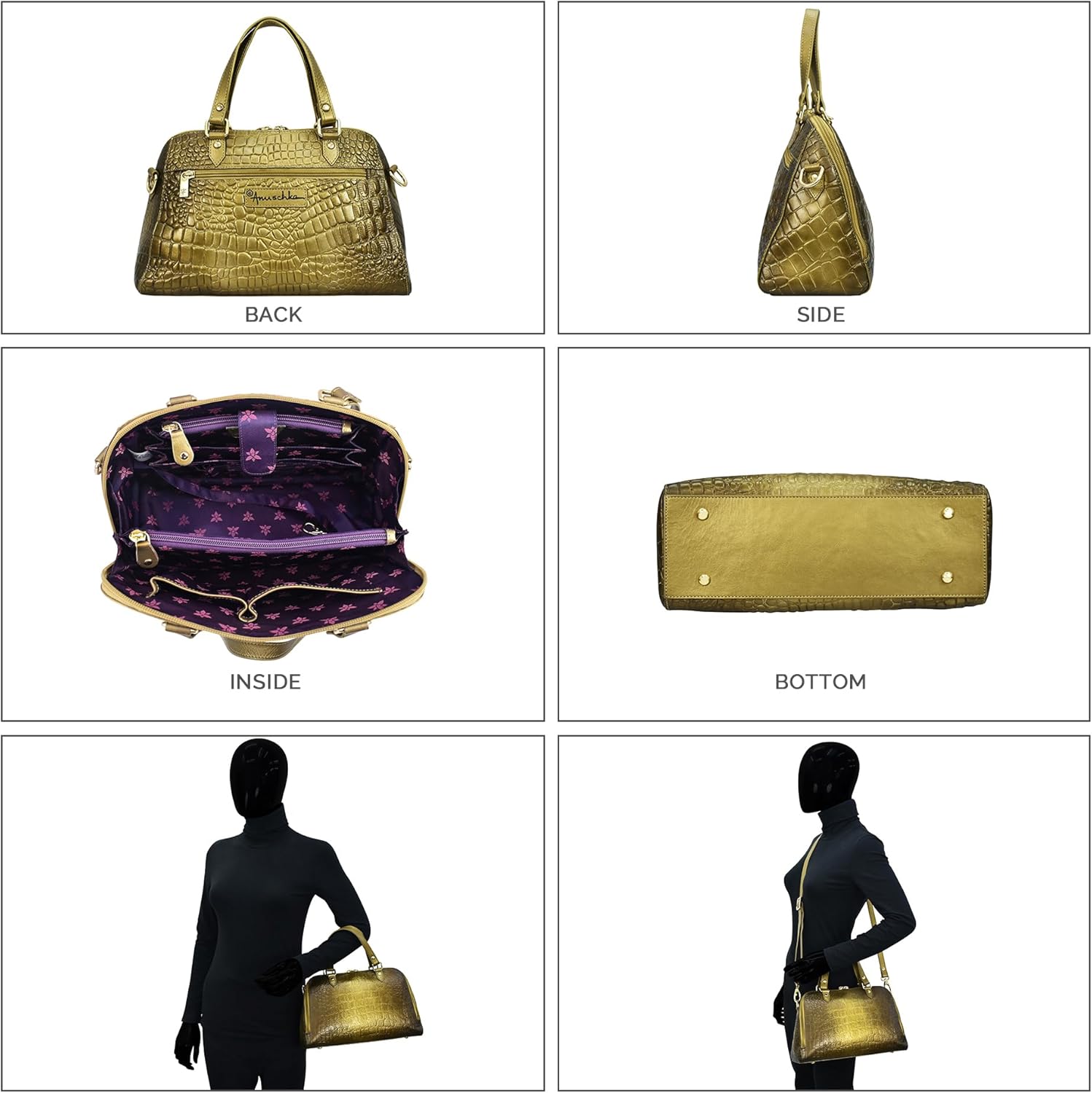 Anuschka Women’s Hand-Painted Genuine Leather RFID Blocking Wide Organizer Satchel