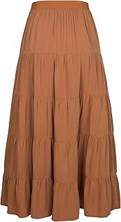 Sponsored Ad - Tronjori Womens A Line Long Lightweight Tencel Denim Tiered Skirt with Multi Layers
