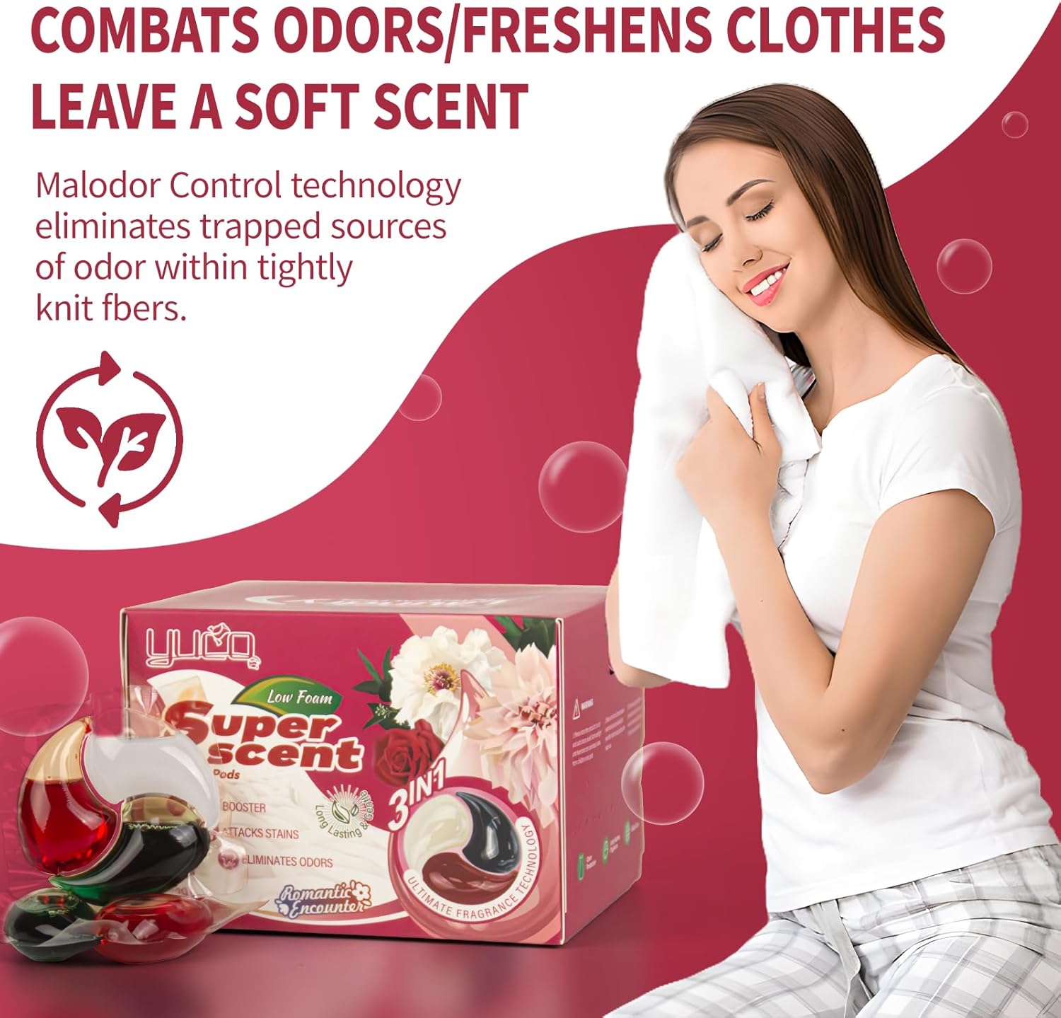 YUCO Pods Laundry Detergent Hypoallergenic, 3 In 1 Microcapsules Scent Lock New Technology, Helps to Keep Garment Fresh,Clean,Soft, 7 Days Long Lasting Fragrant (1 Box of 20 Pod,Net 20g/Pod,Net 400g)