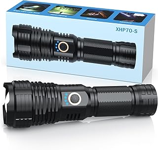 Rechargeable LED Flashlight 200000 High Lumens, Super Bright Handheld Flashlights, Powerful Waterproof Tactical Flashlights with Zoomable 5 Modes for Emergencies Camping