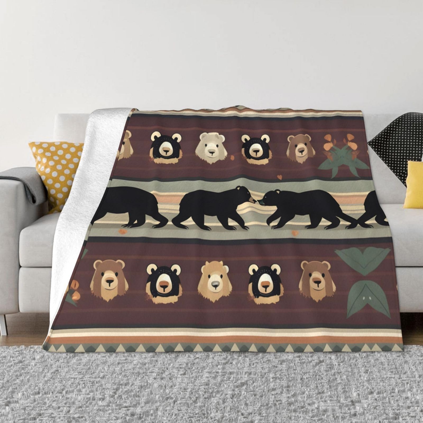 Couverture chaude en flanelle polaire ours isolante et anti-poids