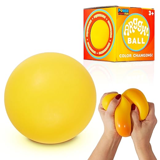 Power Your Fun Arggh Giant Stress Ball for Adults and Kids - Jumbo Anxiety Relief Ball Fidget Toy, Color-Changing Anti Stress Sensory Ball Squishy Toy for Girls and Boys (Pink/Purple)