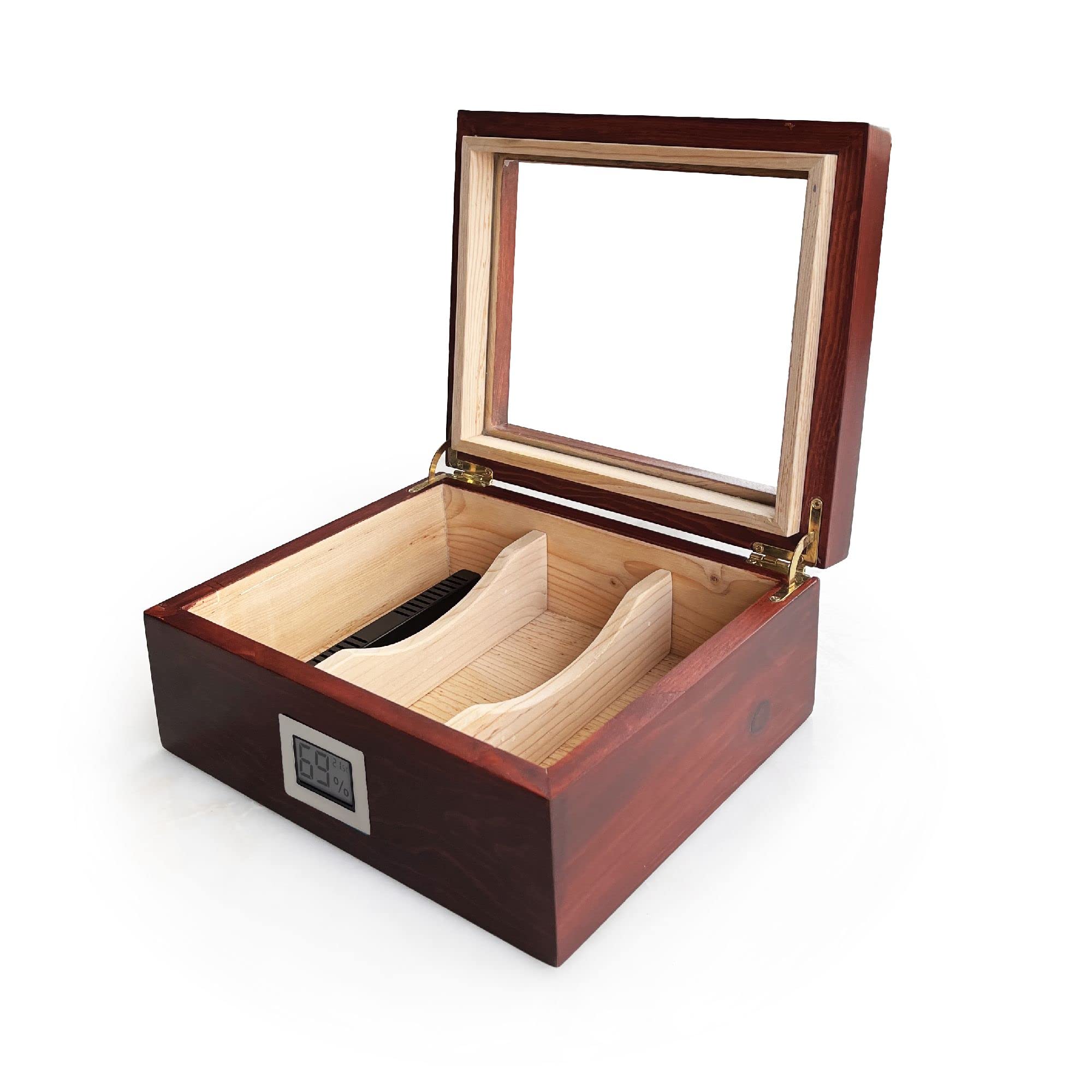 Zigarren-Humidor, Zedernholz, 25–50 Zigarren, mit digitalem Hygrometer, 2 Trennwände