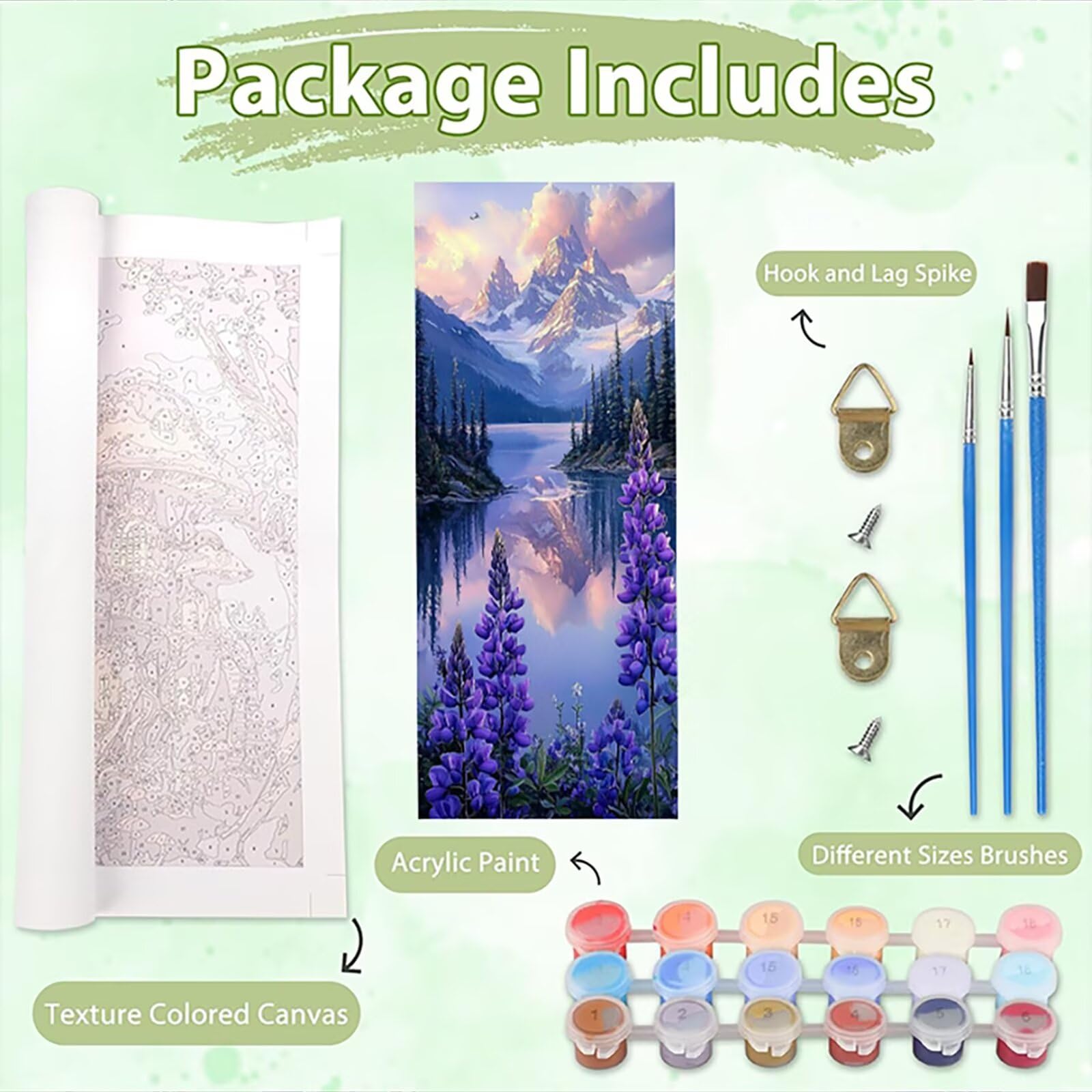 Malen Nach Zahlen 50x150cm Leinwand See Malen Nach Zahlen Erwachsene mit Ohne Rahmen, DIY Kreativ Set für Erwachsene mit Pinseln und Acrylfarbe, Zimmer Deko Wald Landschaft Geschenk, P0M-782