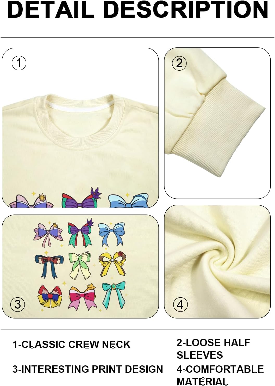 UNIQUEONE Oversized Sequins Bow Sweatshirt - Women Magic Kingdom Sweater Pastel Graphic Coquette Tee Holiday Pullover - Image 5
