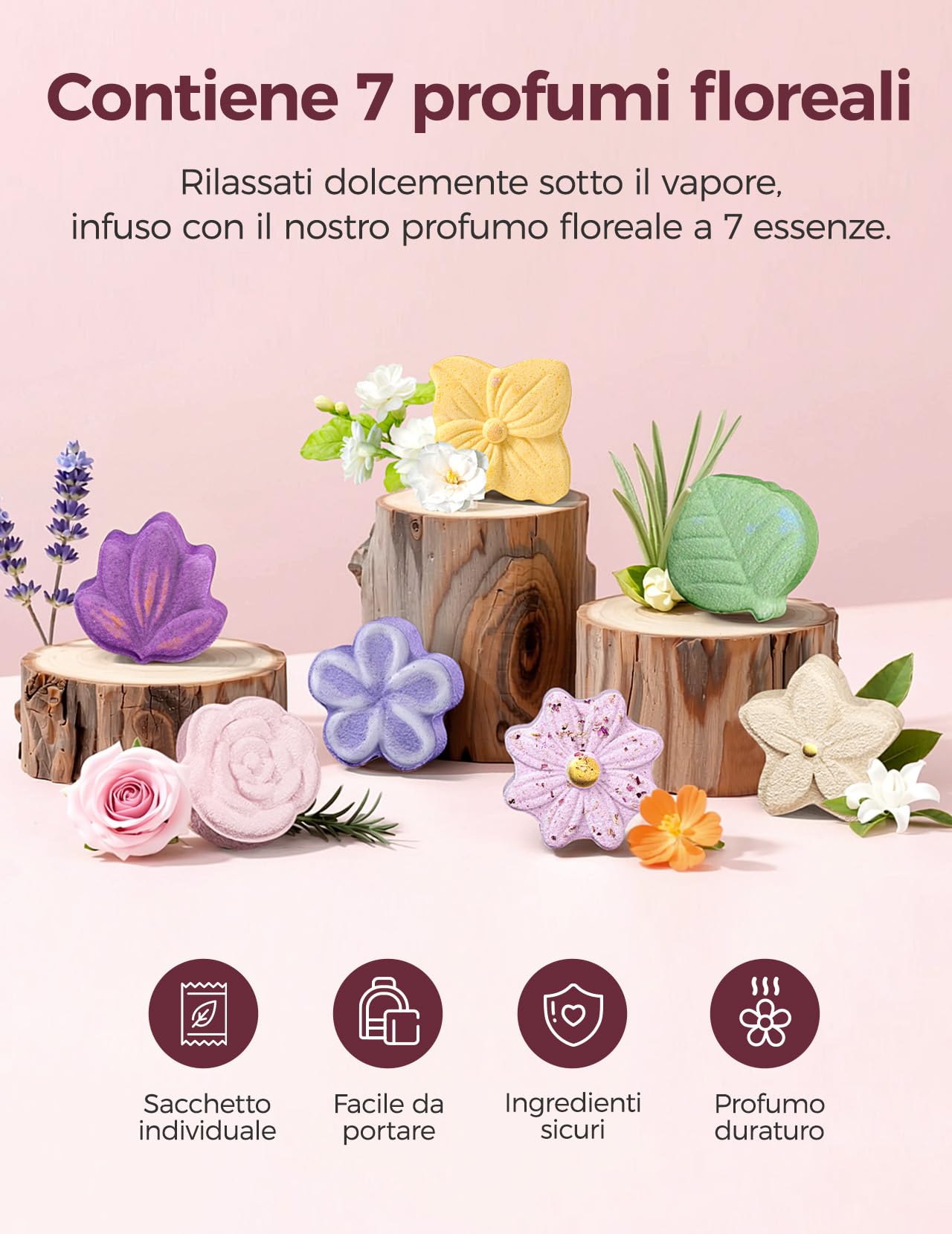 Momcozy - Set di bombe da doccia per aromaterapia, 14 pezzi con 7 fragranze floreali, spa a casa e relax quotidiano, formula delicata, idea regalo festa della mamma