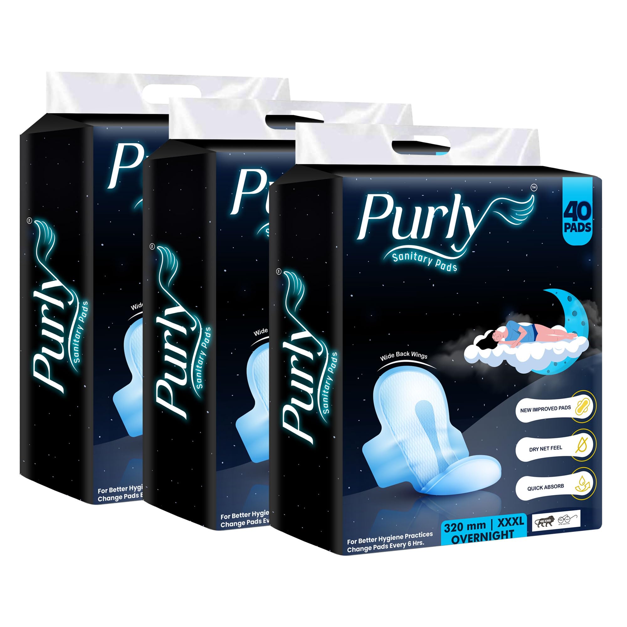 Purly Cottony Soft Sanitary Pads for Women with Hygiene & Comfort| Ultimate Protection & Comfort, Locks Odour & wetness| Superior Dry feel With LeakLock Technology| XXXL 320mm, 120 Pads (Pack of 3) (B0DB8PZHPS) Amazon Price History, Amazon Price Tracker