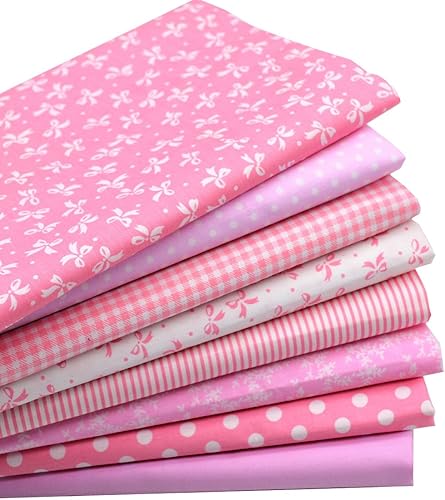 iNee Paquetes de tela de acolchado Pink Fat Quarters, tela de acolchado para costura artesanal, 18 x 22 pulgadas, (rosa encantador)