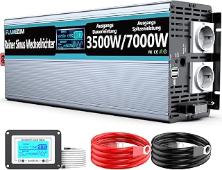 FLAMEZUM 3500W/7000W Wechselrichter 24V auf 230V Reiner Sinus Spannungswandler Konverter Inverter mit 2 EU Steckdose und 2 USB Port - LED Anzeige und Fernsteuerung