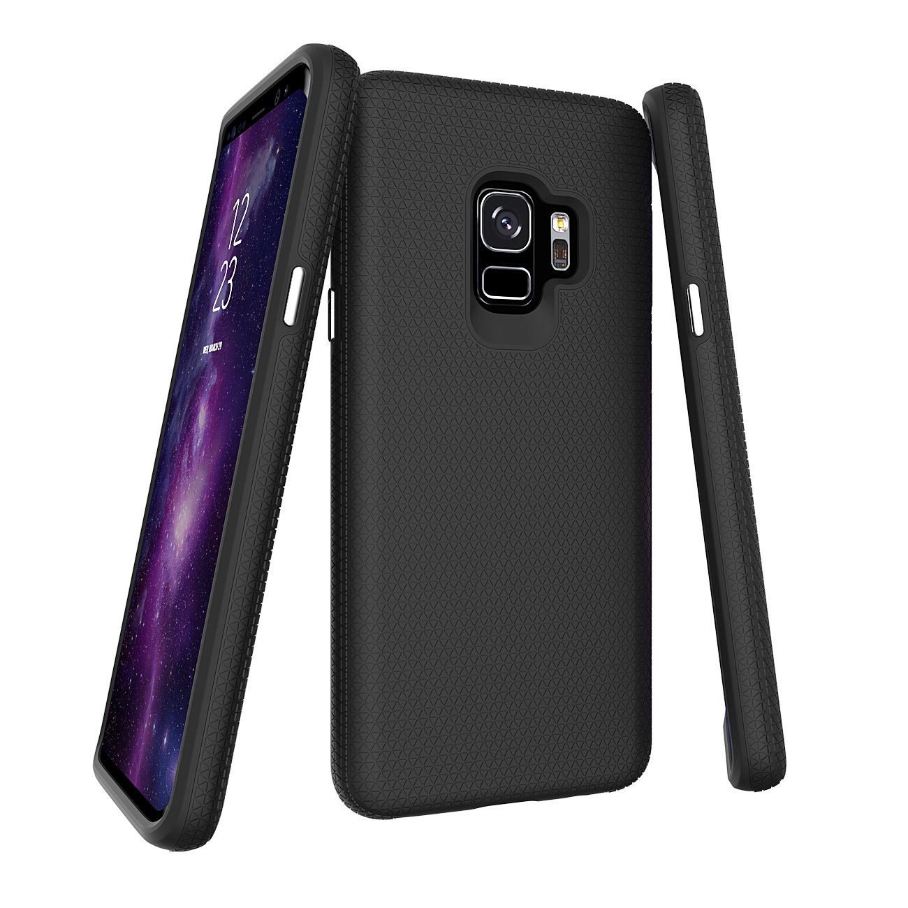 Slynmax Mobile Phone Case for Samsung Galaxy S9, Samsung Galaxy S9 Case Silicone, Slynmax Anti-Slip Silicone TPU Inner Part Bumper Shockproof Mobile Phone Case TPU + PC Back Case Black