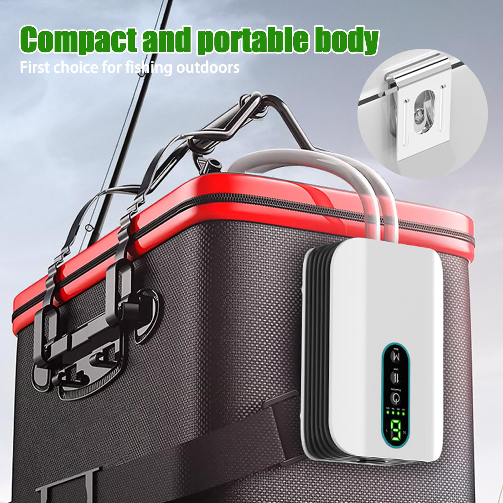 Pompe à air d'aquarium, rechargeable par USB, avec 1 sortie, 6 niveaux de débit d'air réglable, 3 l/min, aérateur portable, pompe d'aquarium pour aquariums, étangs de jardin, pêche en plein air