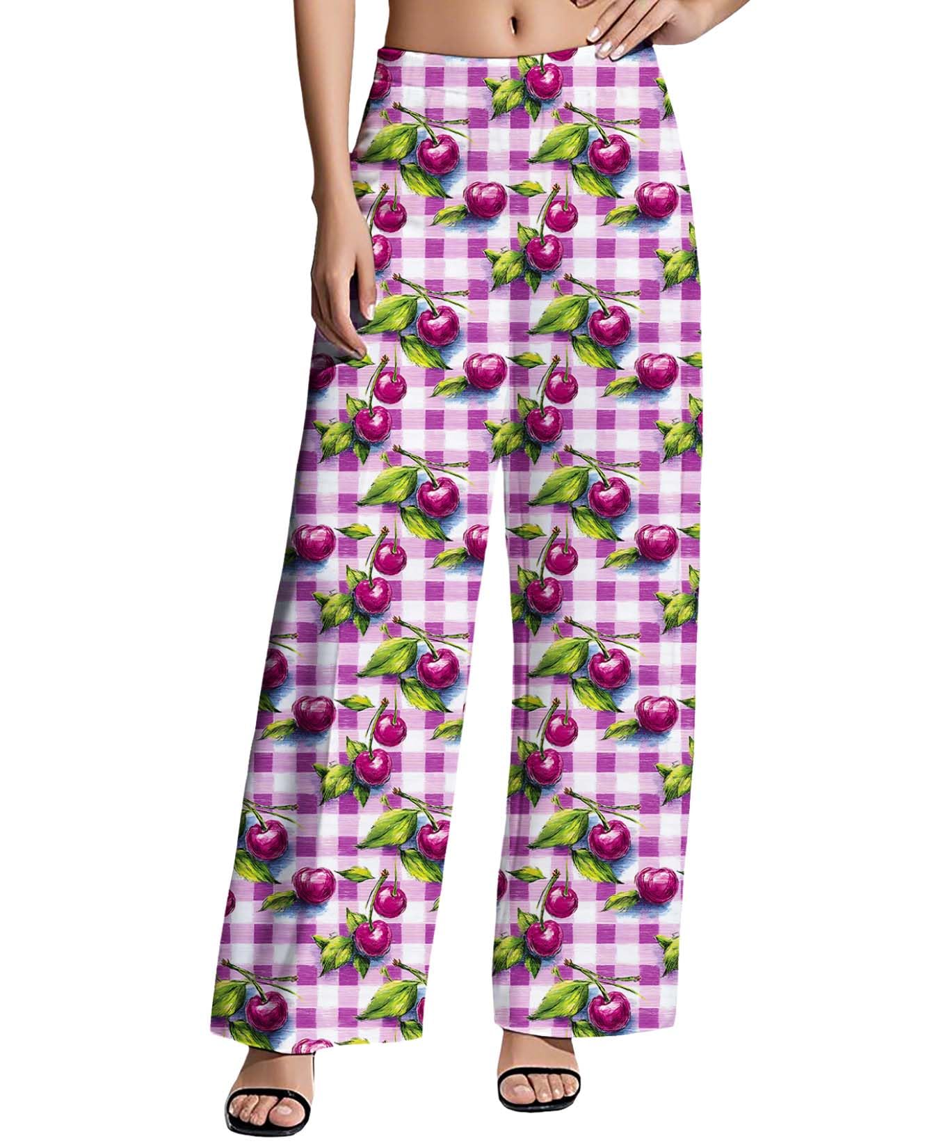Womens Floral Print Palazzo Pants Casual High Waist Wide Leg Long Trousers Lightweight and Comfortable Trendy Pant