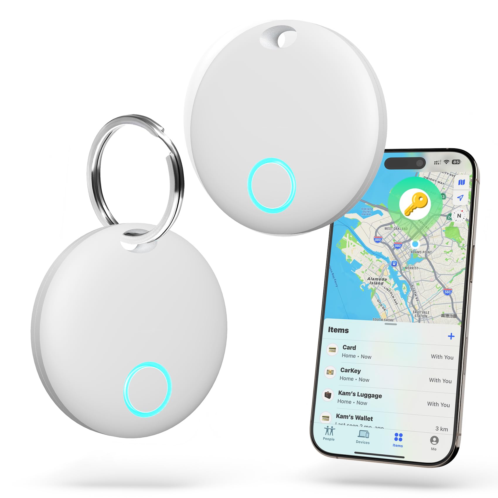 Air Tags-2 Pack GPS Tracker, Key Finder Bluetooth Luggage Tracker with Keychain, Works with Apple Find My (iOS Only), Item Locator for Key, Wallet, Suitcase, Bags, IP67 Waterproof, Battery Include