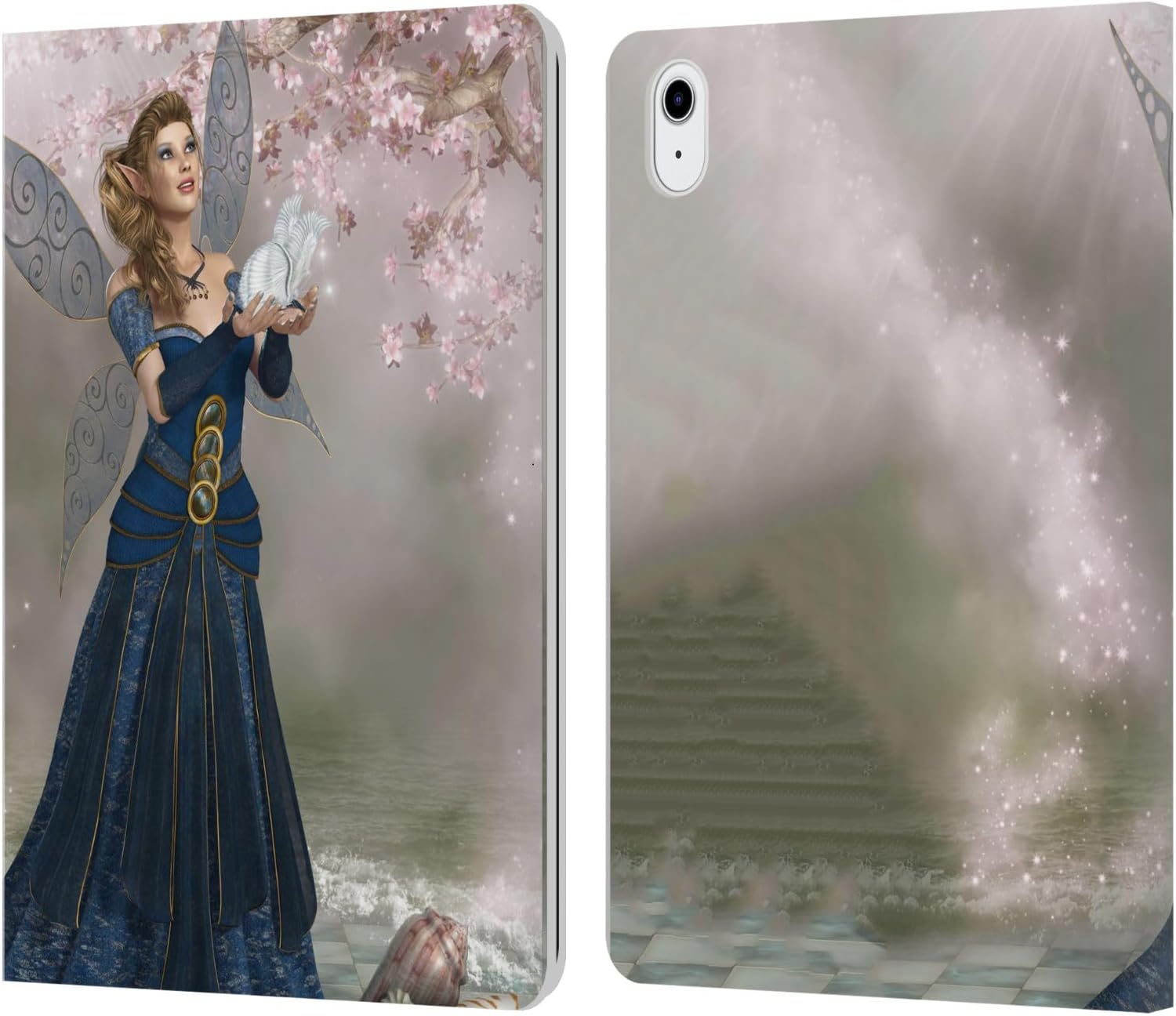 Head Case Designs Officially Licensed Simone Gatterwe Pink Silhouette Angels and Fairies Leather Wallet Case Compatible with Apple iPad Air 2 (2014)