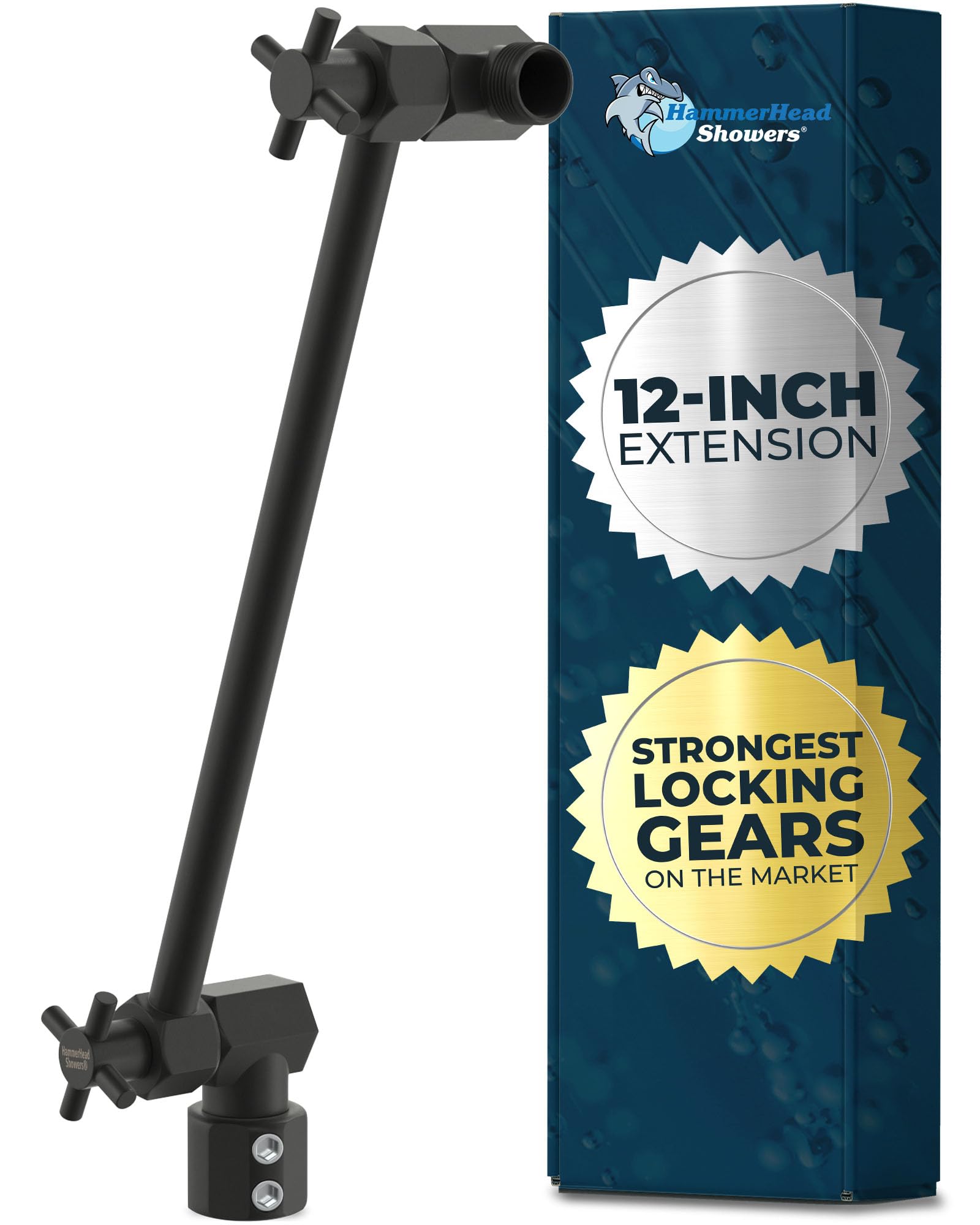 HammerHead Showers® ALL METAL 12 Inch Long Adjustable Shower Arm — Feat