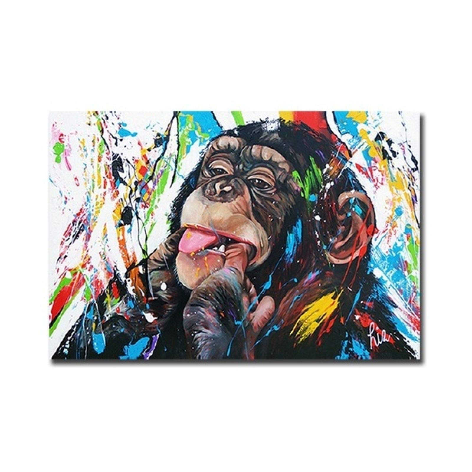 Rumlly Graffiti Cute Monkey Canvas Wall Art Pictures Painting Wall Art para la sala de estar Decoración para el hogar (Sin marco) Carteles e impresiones 60x80cm Sin marco