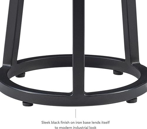 Miniatura 9 de Powell Muriel - Mesa de bebida con tapa de mármol blanco con estilo industrial, base de altura ajustable de metal negro