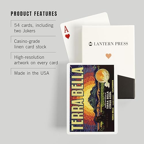 Miniatura 3 de Terra Bella Brand, Terra Bella, California, etiqueta de cajón cítrico (52 cartas de póquer, con Jokers)