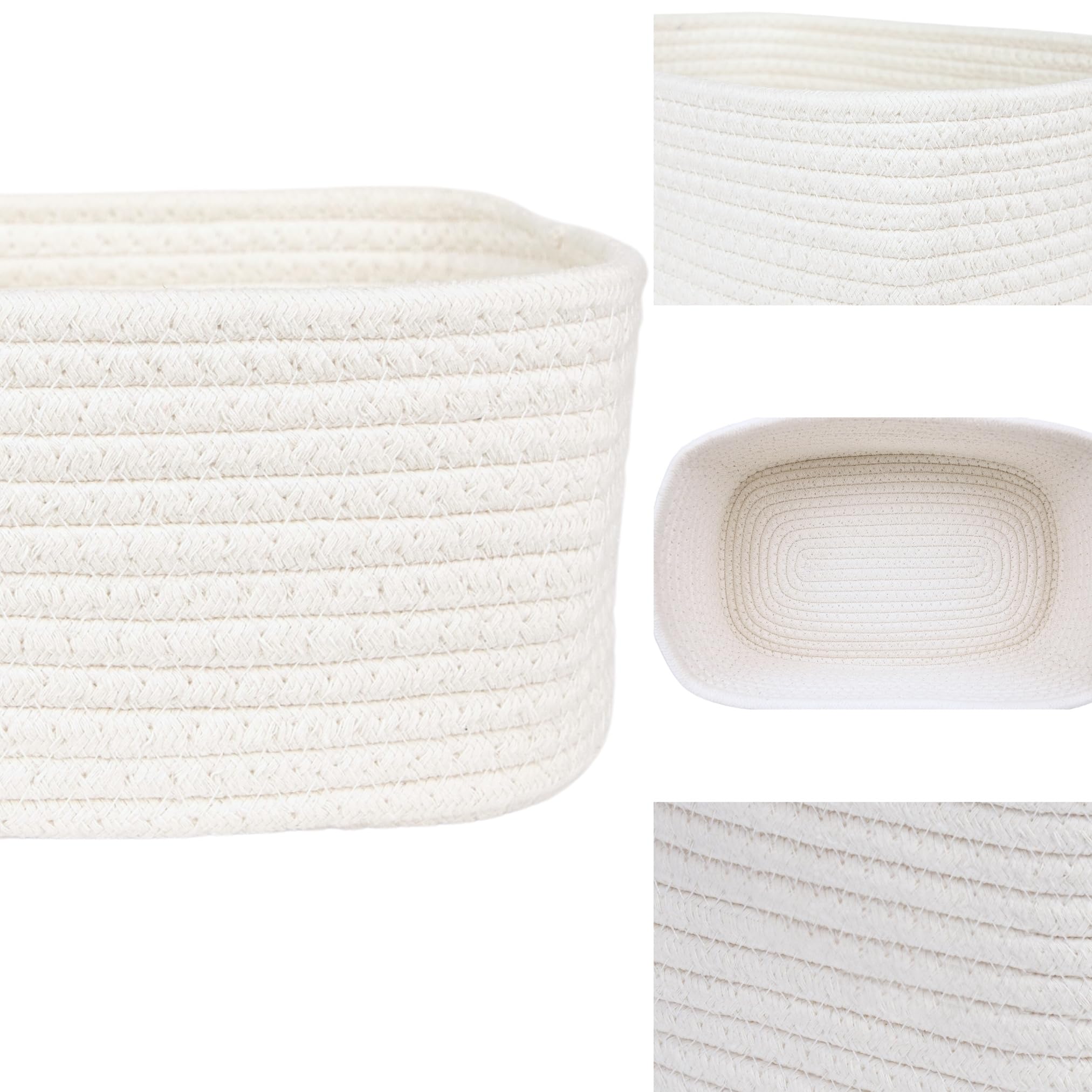 QFLQFL Small Woven Storage Basket,Medium Storage Basket,Mini Cotton Rope,For Shelves,Nursery,Office,Bathroom,And More–Perfect For Organizing&Décor