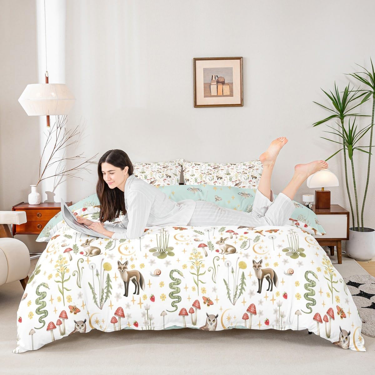 Homewish Rustic Floral King Duvet Cover Set Microfiber Reversible - Image 3