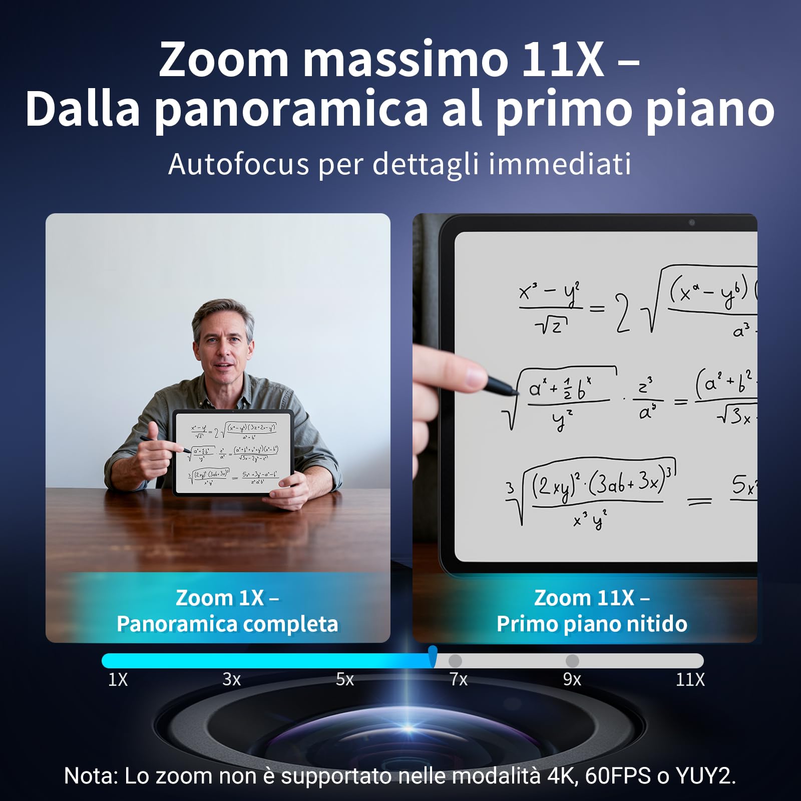 EMEET Webcam 4K con doppia fotocamera, con Obiettivi Grandangolari e Telefoto, Zoom Ibrido fino a 11X e Autofocus PDAF, Telecomando, Illuminazione RGB, 2 Microfoni, Ideale per Live Streaming