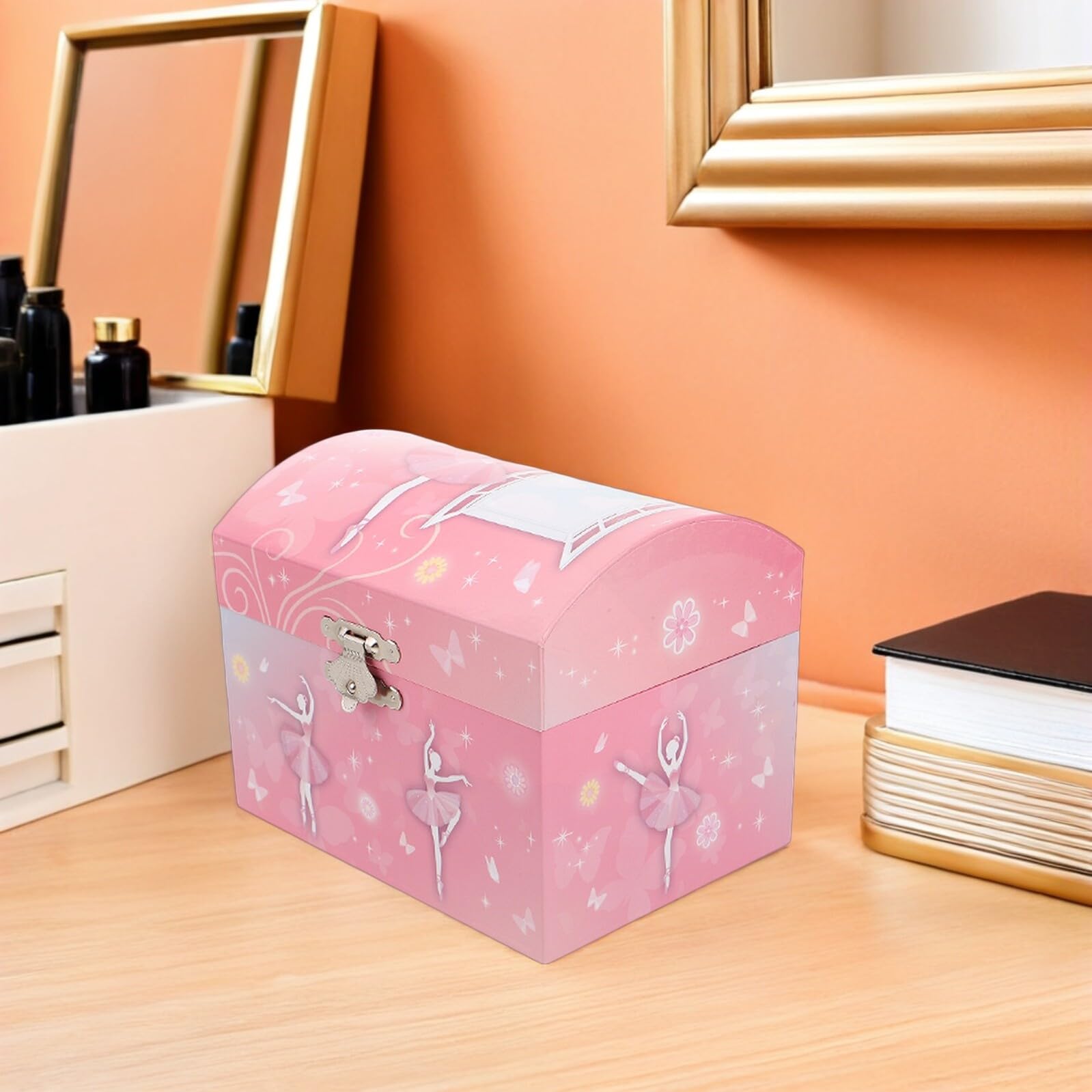 Caja de Música Ballet para Niñas con Figura Giratoria de Bailarina Joyero Musical con Espejo y Gran Capacidad Caja de Música Infantil Decorativa Adecuado para Regalos Navideños
