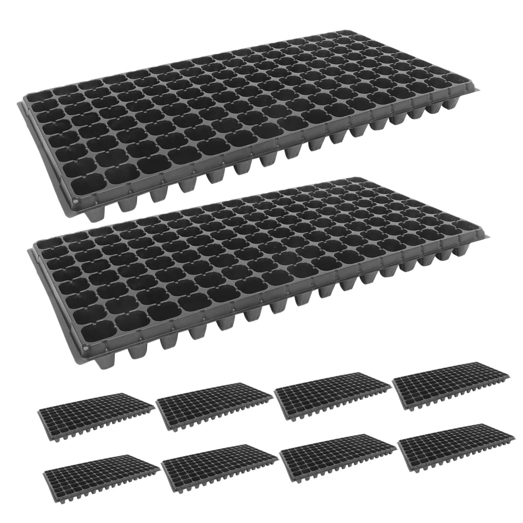 Toyvian Plaque Semis Professionnel en PVC Noir, Plateau de Germination 128 Cellules, 10 Pièces, Ventilation Optimale et Drainage pour Jardinage Intérieur
