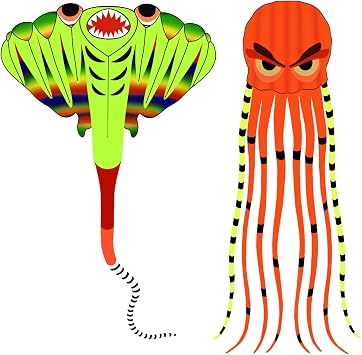 41ft Stingray Kite & 26ft Octopus KiteGreen & Orange